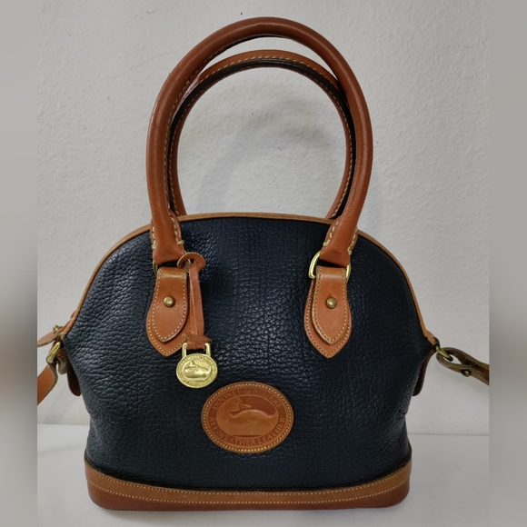 Dooney & Bourke Vintage Norfolk AWL Navy Blue Dome Satchel - Picture 2 of 13